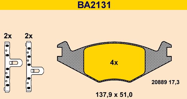 Barum BA2131 - Тормозные колодки, дисковые, комплект www.autospares.lv