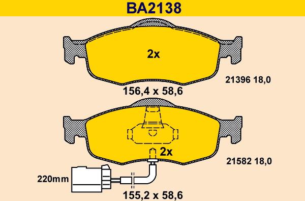 Barum BA2138 - Bremžu uzliku kompl., Disku bremzes www.autospares.lv