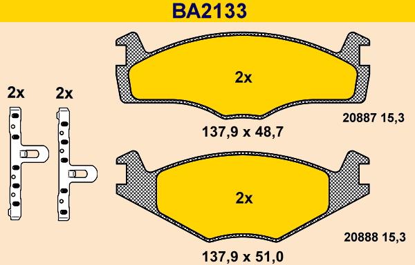 Barum BA2133 - Тормозные колодки, дисковые, комплект www.autospares.lv