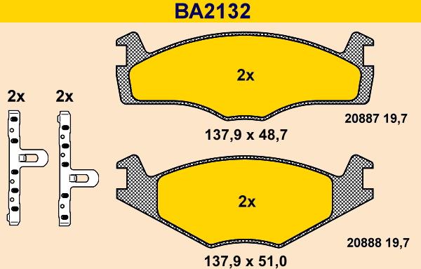 Barum BA2132 - Bremžu uzliku kompl., Disku bremzes www.autospares.lv