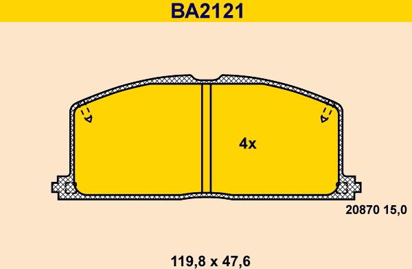 Barum BA2121 - Тормозные колодки, дисковые, комплект www.autospares.lv