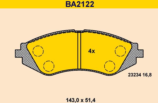 Barum BA2122 - Тормозные колодки, дисковые, комплект www.autospares.lv