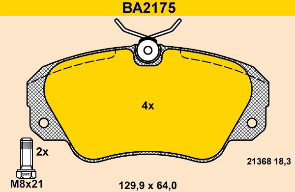 Barum BA2175 - Bremžu uzliku kompl., Disku bremzes www.autospares.lv