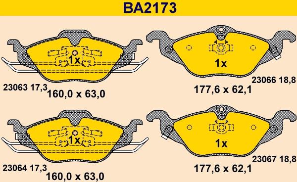 Barum BA2173 - Bremžu uzliku kompl., Disku bremzes www.autospares.lv