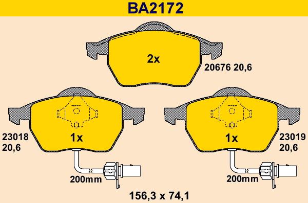 Barum BA2172 - Тормозные колодки, дисковые, комплект www.autospares.lv