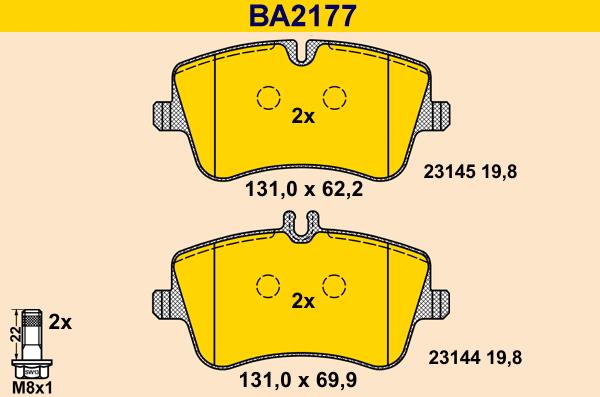 Barum BA2177 - Bremžu uzliku kompl., Disku bremzes www.autospares.lv