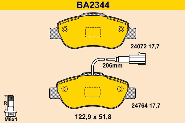 Barum BA2344 - Тормозные колодки, дисковые, комплект www.autospares.lv