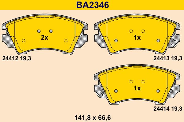 Barum BA2346 - Bremžu uzliku kompl., Disku bremzes www.autospares.lv