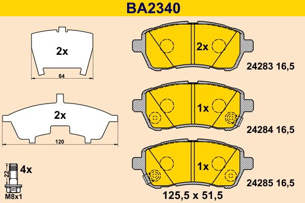 Barum BA2340 - Bremžu uzliku kompl., Disku bremzes autospares.lv