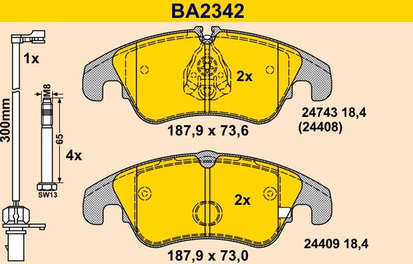 Barum BA2342 - Bremžu uzliku kompl., Disku bremzes www.autospares.lv