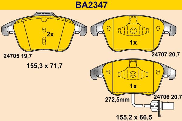 Barum BA2347 - Тормозные колодки, дисковые, комплект www.autospares.lv