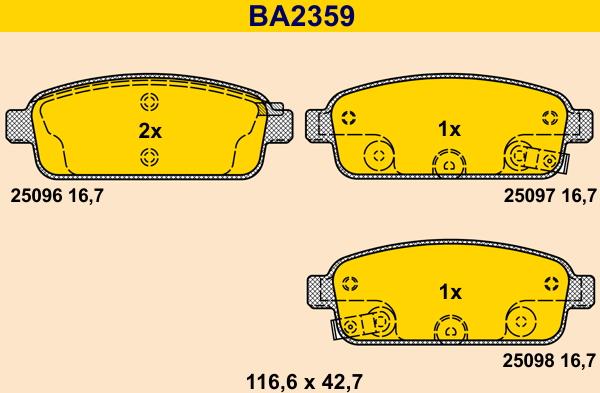 Barum BA2359 - Bremžu uzliku kompl., Disku bremzes autospares.lv