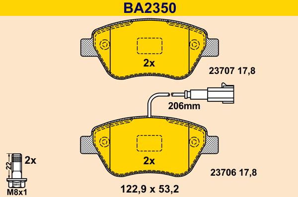 Barum BA2350 - Bremžu uzliku kompl., Disku bremzes www.autospares.lv