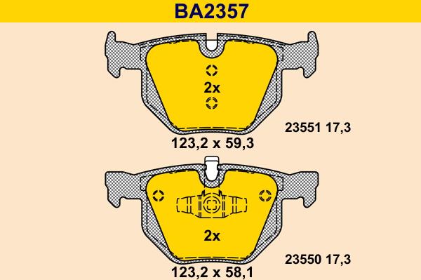 Barum BA2357 - Bremžu uzliku kompl., Disku bremzes www.autospares.lv