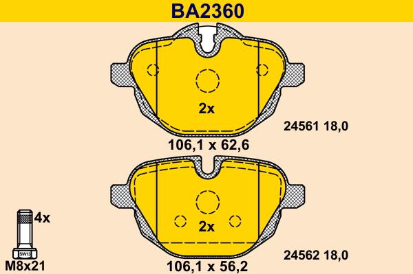 Barum BA2360 - Bremžu uzliku kompl., Disku bremzes autospares.lv