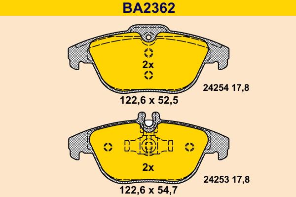 Barum BA2362 - Bremžu uzliku kompl., Disku bremzes www.autospares.lv