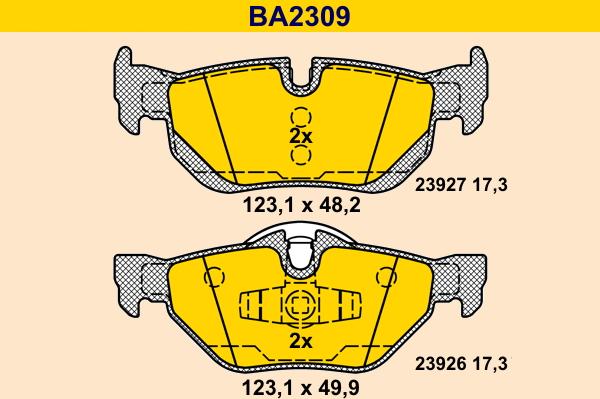 Barum BA2309 - Bremžu uzliku kompl., Disku bremzes www.autospares.lv