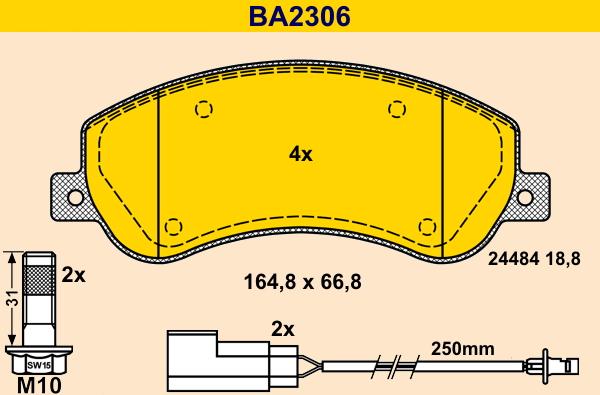 Barum BA2306 - Bremžu uzliku kompl., Disku bremzes www.autospares.lv