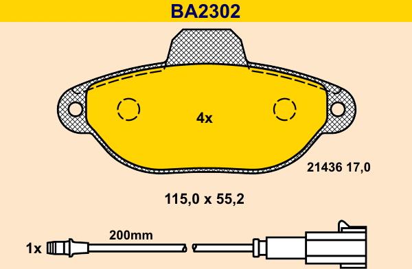 Barum BA2302 - Brake Pad Set, disc brake www.autospares.lv