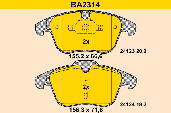 Barum BA2314 - Тормозные колодки, дисковые, комплект www.autospares.lv