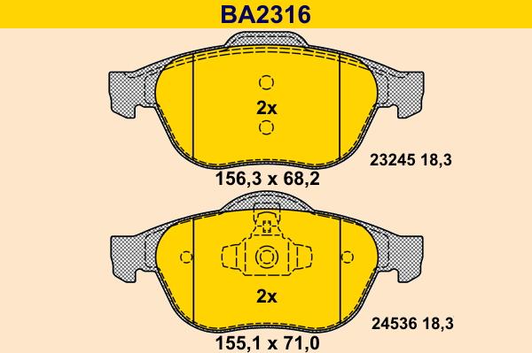 Barum BA2316 - Тормозные колодки, дисковые, комплект www.autospares.lv