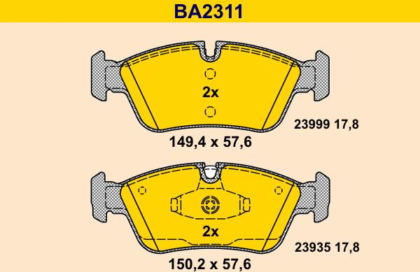 Barum BA2311 - Bremžu uzliku kompl., Disku bremzes autospares.lv