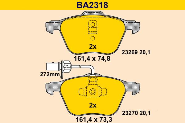 Barum BA2318 - Тормозные колодки, дисковые, комплект www.autospares.lv