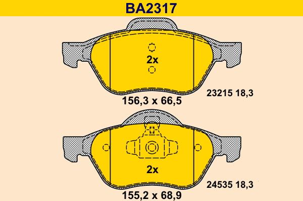 Barum BA2317 - Тормозные колодки, дисковые, комплект www.autospares.lv