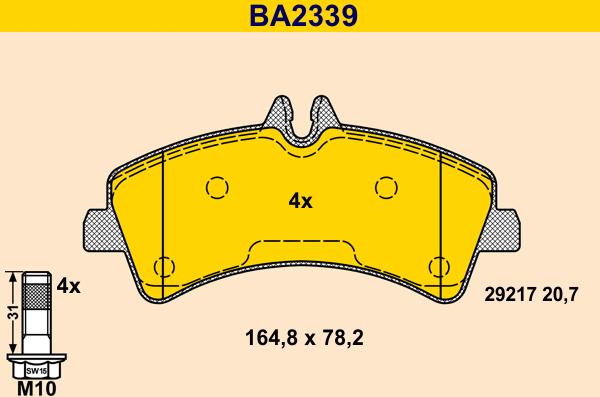 Barum BA2339 - Bremžu uzliku kompl., Disku bremzes www.autospares.lv