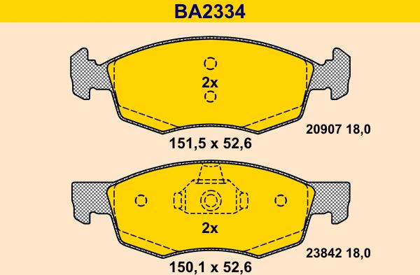 Barum BA2334 - Bremžu uzliku kompl., Disku bremzes www.autospares.lv