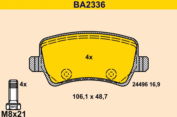 Barum BA2336 - Тормозные колодки, дисковые, комплект www.autospares.lv