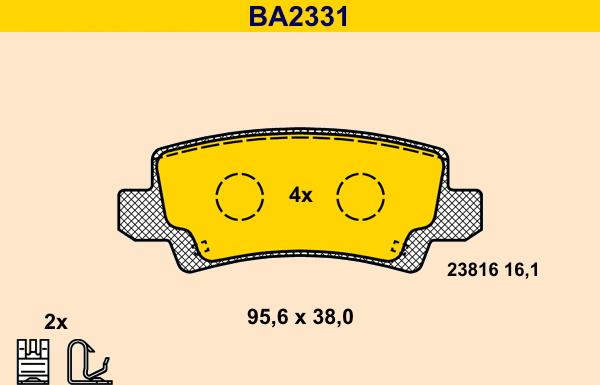 Barum BA2331 - Bremžu uzliku kompl., Disku bremzes www.autospares.lv