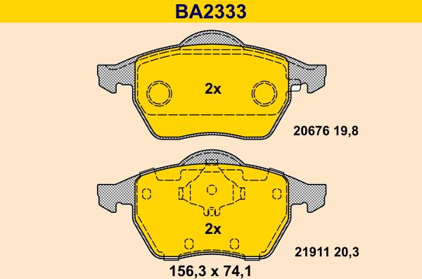 Barum BA2333 - Тормозные колодки, дисковые, комплект www.autospares.lv