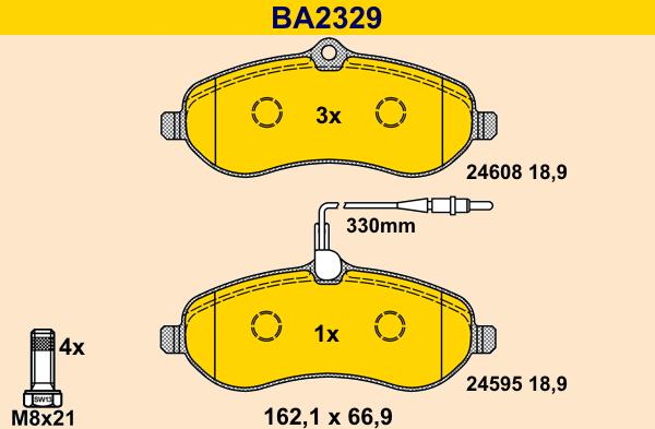 Barum BA2329 - Bremžu uzliku kompl., Disku bremzes www.autospares.lv