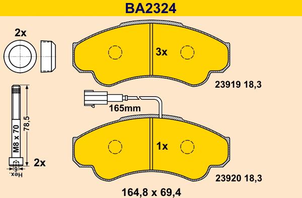 Barum BA2324 - Bremžu uzliku kompl., Disku bremzes www.autospares.lv