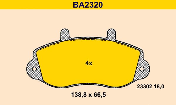 Barum BA2320 - Bremžu uzliku kompl., Disku bremzes www.autospares.lv