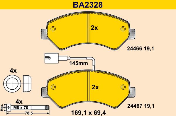 Barum BA2328 - Bremžu uzliku kompl., Disku bremzes autospares.lv