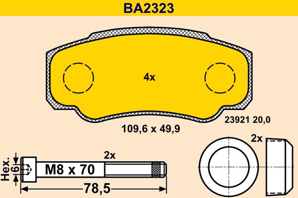 Barum BA2323 - Brake Pad Set, disc brake www.autospares.lv