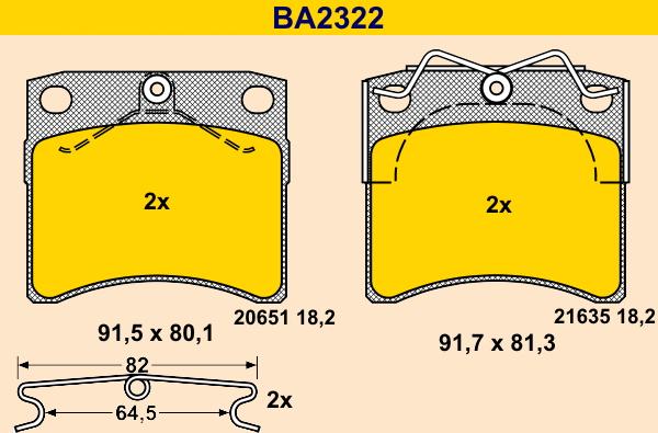 Barum BA2322 - Bremžu uzliku kompl., Disku bremzes www.autospares.lv