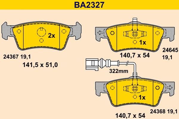 Barum BA2327 - Brake Pad Set, disc brake www.autospares.lv