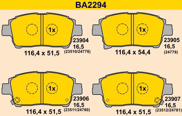 Barum BA2294 - Тормозные колодки, дисковые, комплект www.autospares.lv