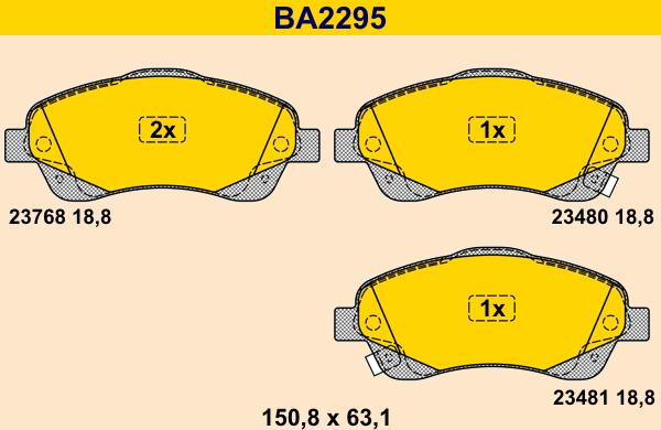 Barum BA2295 - Bremžu uzliku kompl., Disku bremzes www.autospares.lv