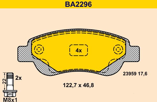 Barum BA2296 - Brake Pad Set, disc brake www.autospares.lv