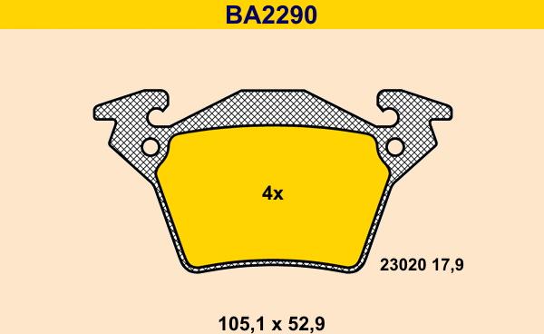 Barum BA2290 - Bremžu uzliku kompl., Disku bremzes autospares.lv