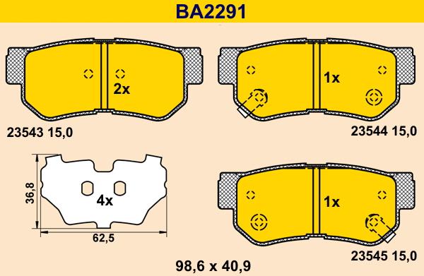 Barum BA2291 - Тормозные колодки, дисковые, комплект www.autospares.lv