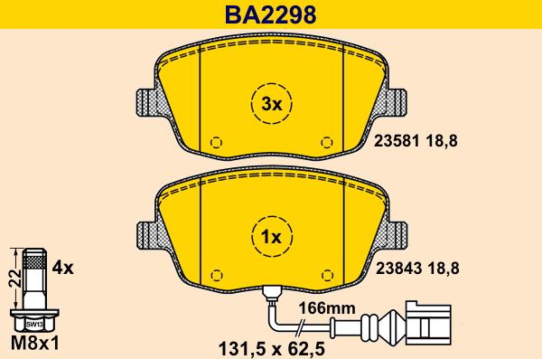 Barum BA2298 - Тормозные колодки, дисковые, комплект www.autospares.lv