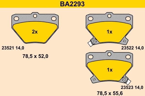 Barum BA2293 - Bremžu uzliku kompl., Disku bremzes www.autospares.lv