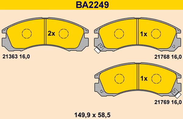 Barum BA2249 - Тормозные колодки, дисковые, комплект www.autospares.lv