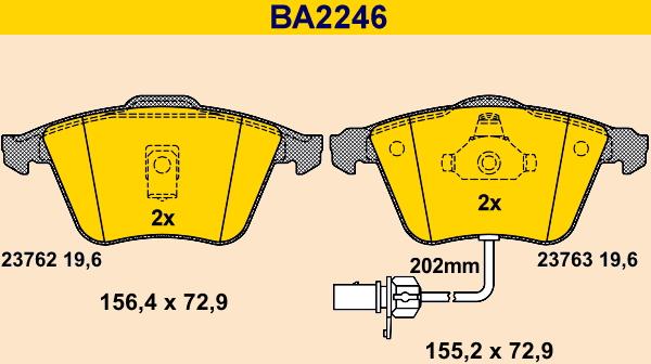 Barum BA2246 - Bremžu uzliku kompl., Disku bremzes www.autospares.lv