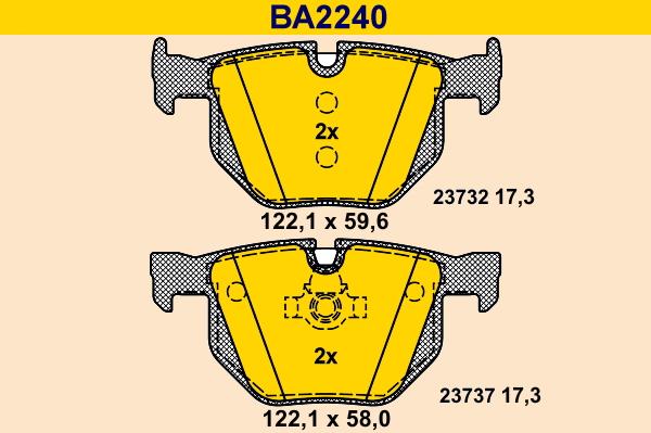 Barum BA2240 - Bremžu uzliku kompl., Disku bremzes www.autospares.lv